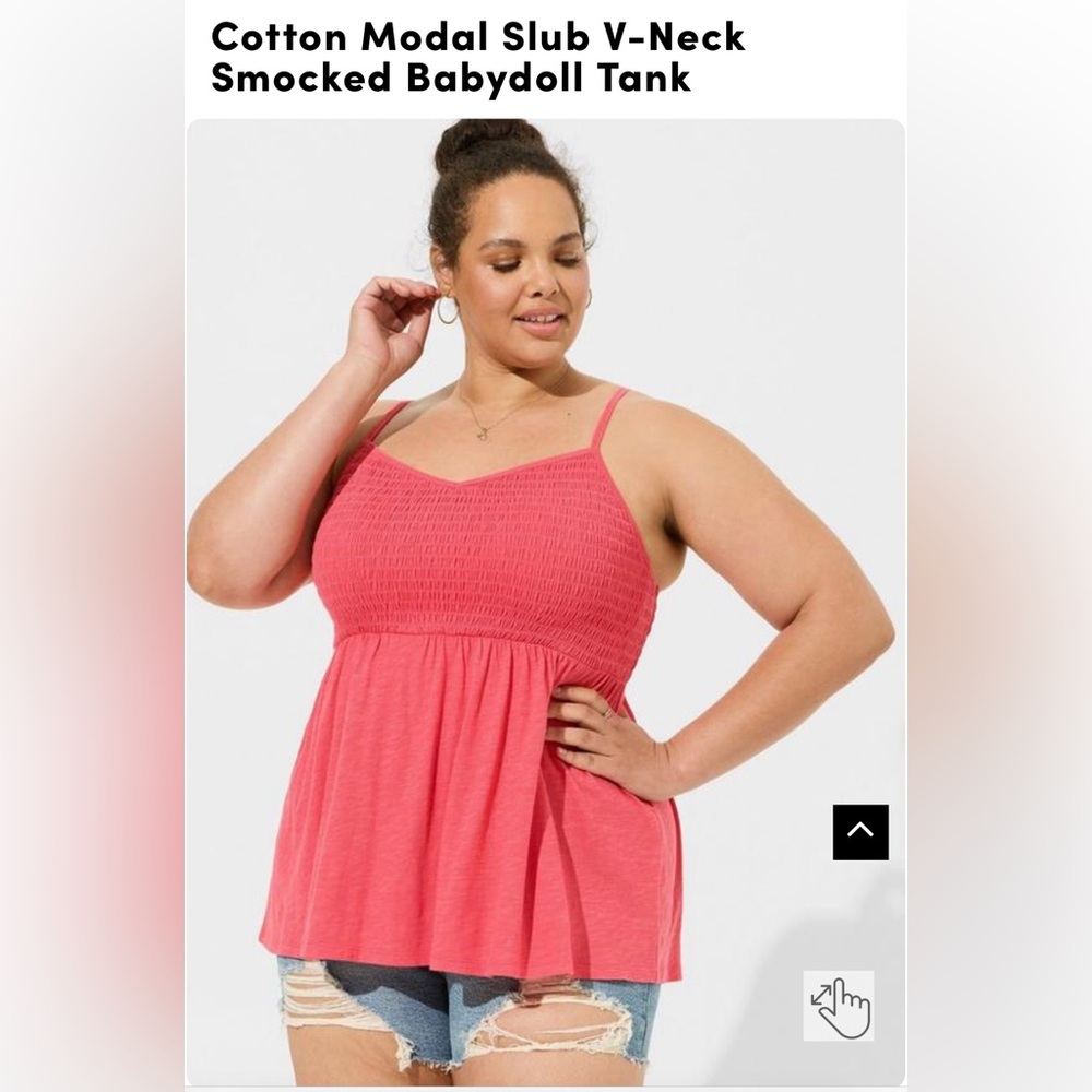 Torrid coral smocked baby doll tank